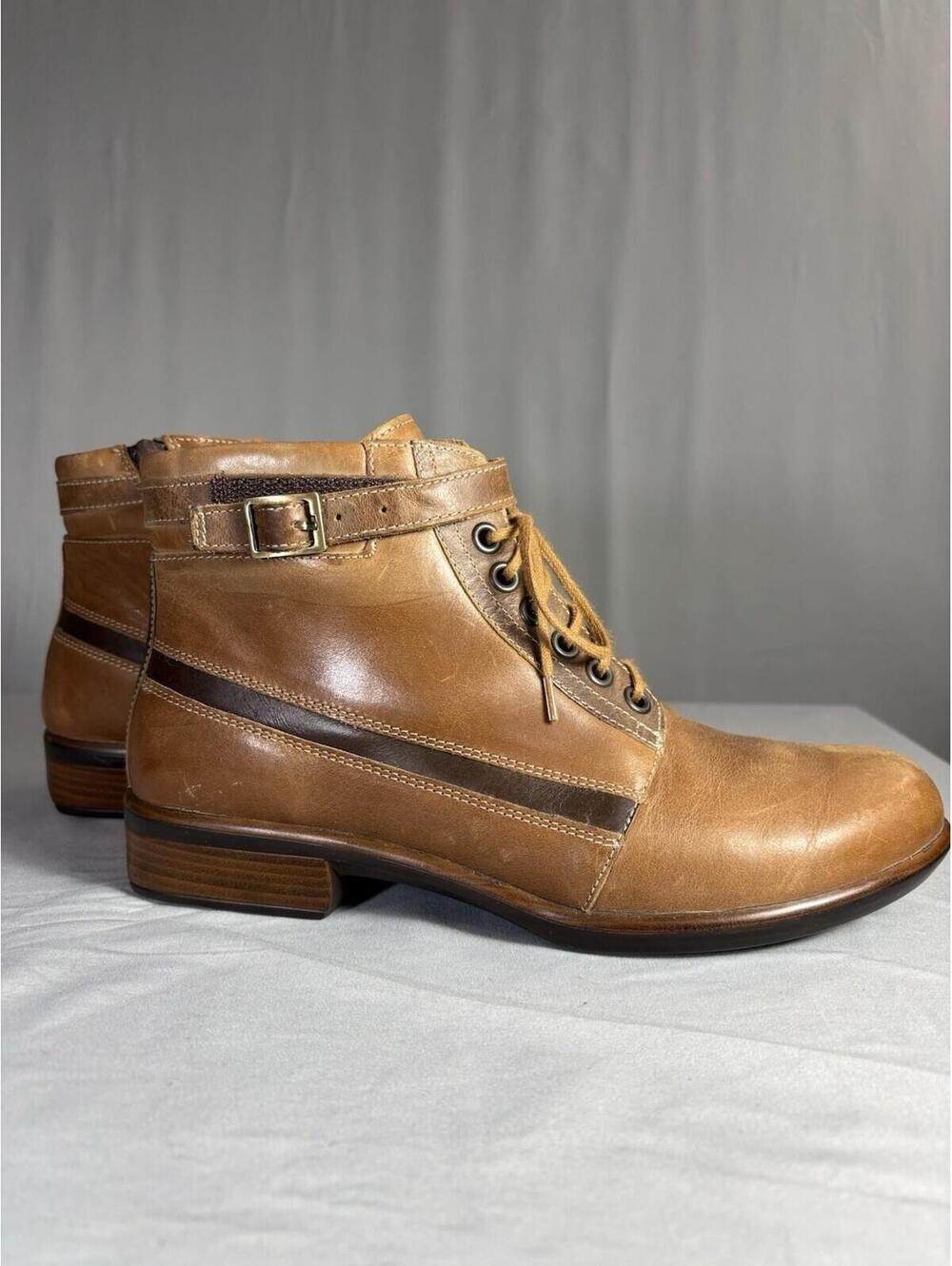 NAOT Kona 26043 Womens 37 Brown Leather Ankle Boots Side Zip Comfort